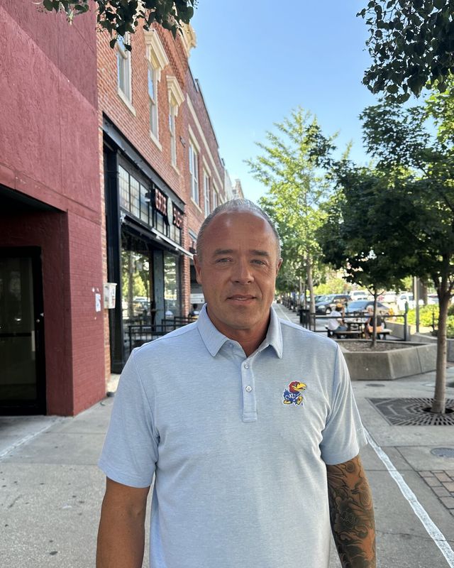 Erik Johnson in downtown Lawrence, Kansas